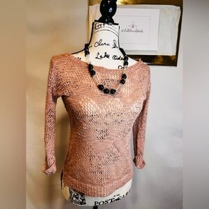 Cute and Girly! Pink Republic- Light Pink Open Knit Sweater - Small